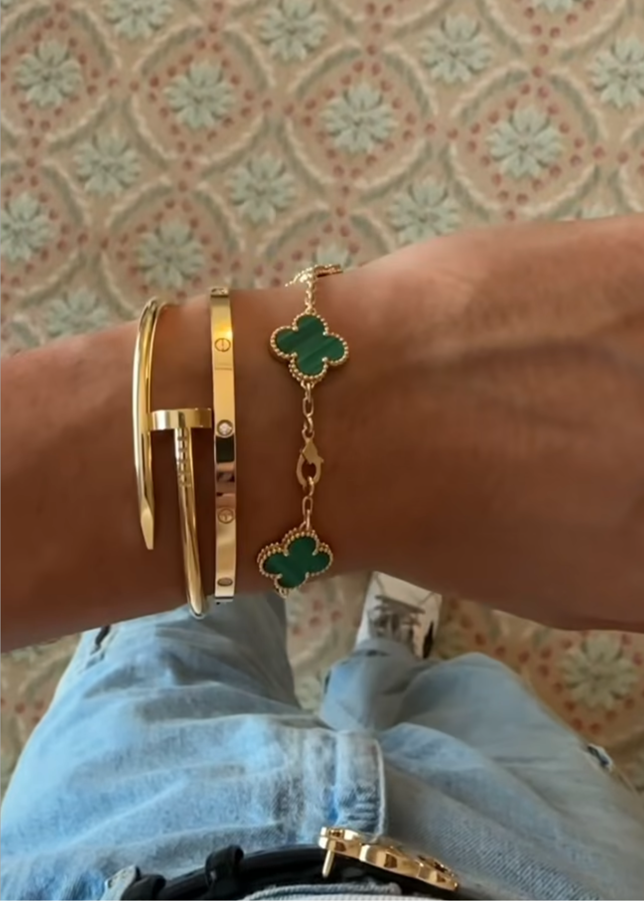 PULSEIRA VINTAGE ALHAMBRA 5 TREVOS - VERDE SEMIJOIA