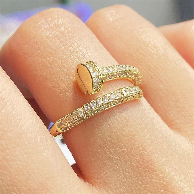 Anel Prego Com Zirconia Regulável