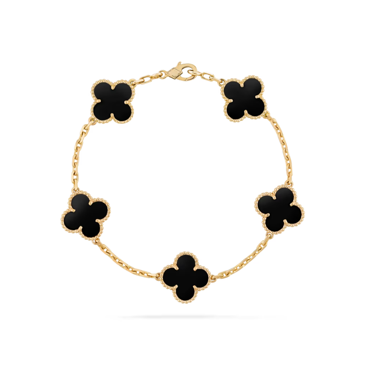 Pulseira Vintage Alhambra 5 Trevos - Preto Semijoia
