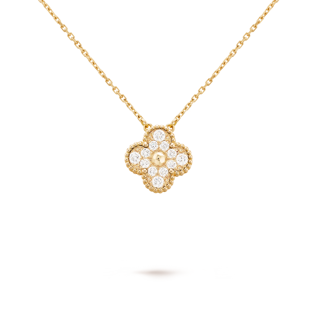 Colar Vintage Alhambra 1 Trevo Cravejado - Dourado