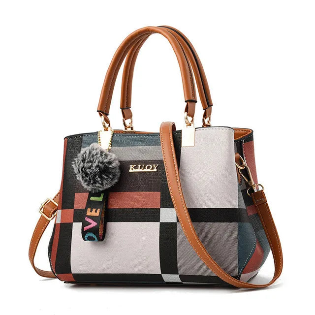 Bolsa feminina de ombro xadrez